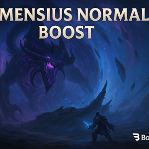 WoW Dimensius Normal Boost – The War Within raid boss carry service by Boostcarry, Blizzard-style artwork with void energy effects