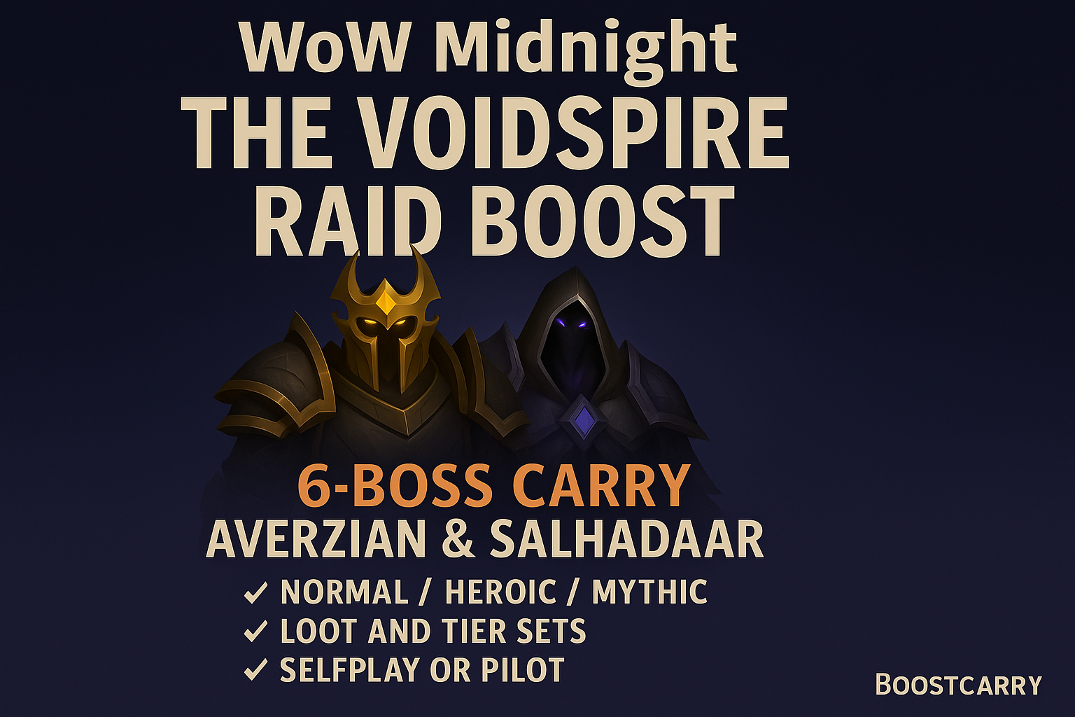 WoW Midnight The Voidspire Raid Boost — 6-boss carry run by Boostcarry featuring Averzian & Salhadaar.
