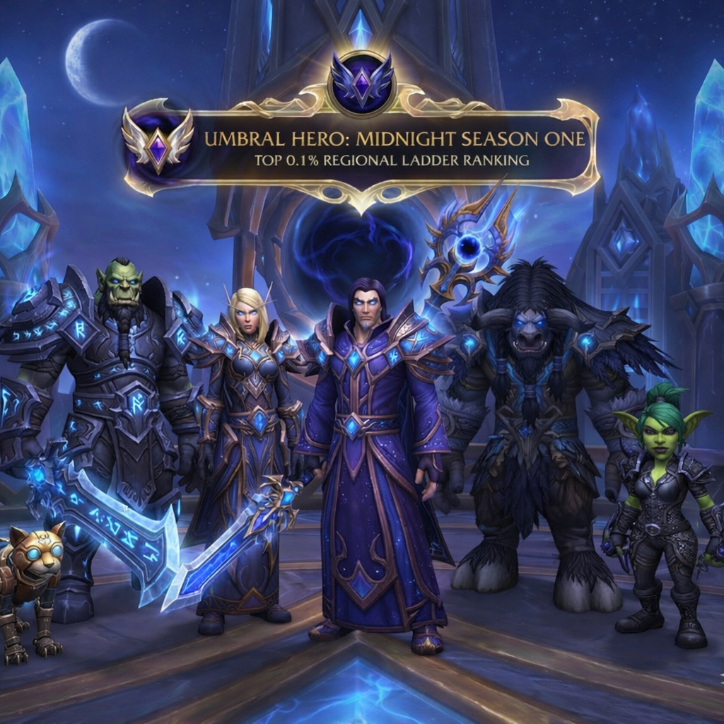WoW Midnight Umbral Hero Boost Season 1 top 0.1 percent Mythic+ title carry
