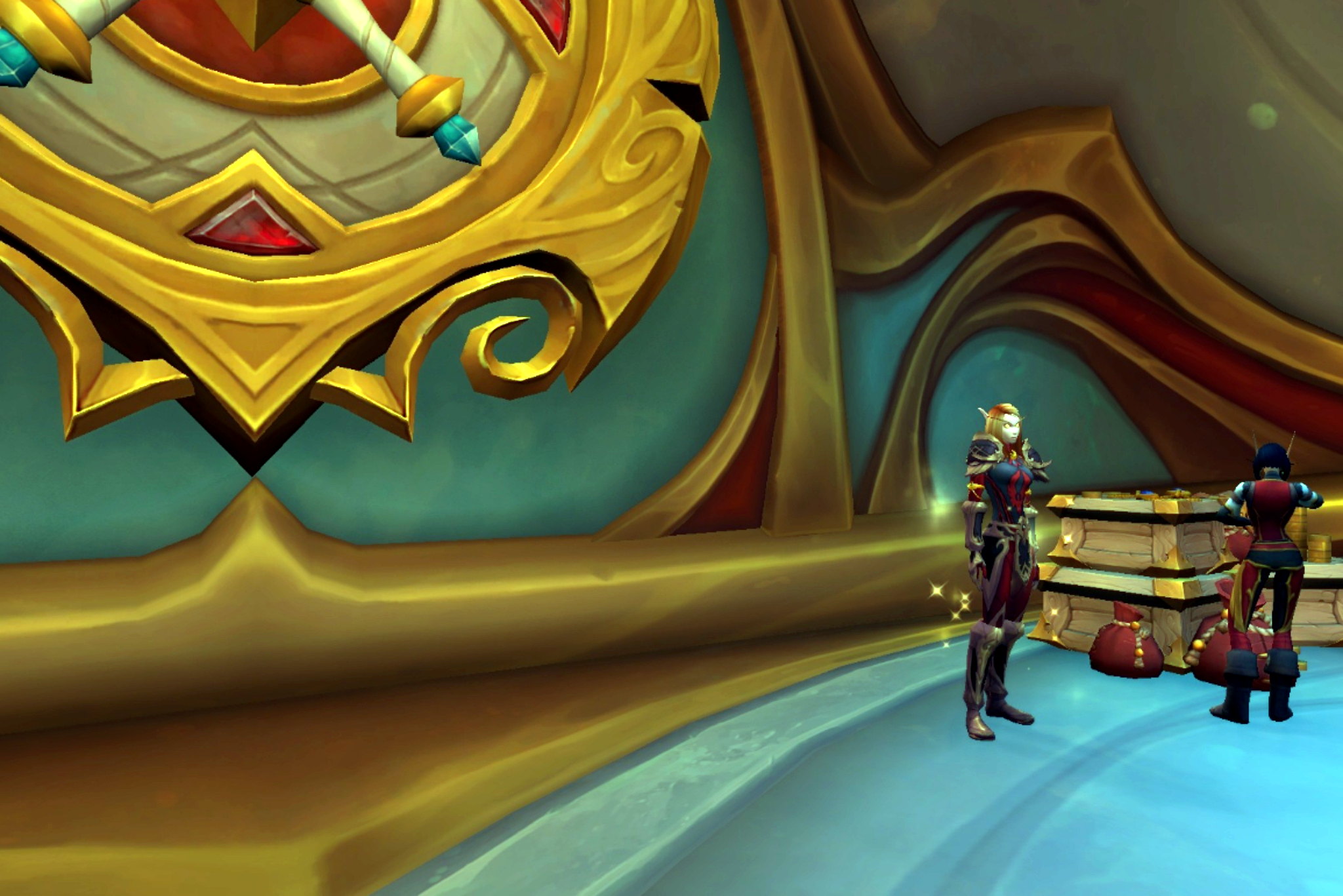 Vaultkeeper Elysa standing next to the Great Vault in Silvermoon