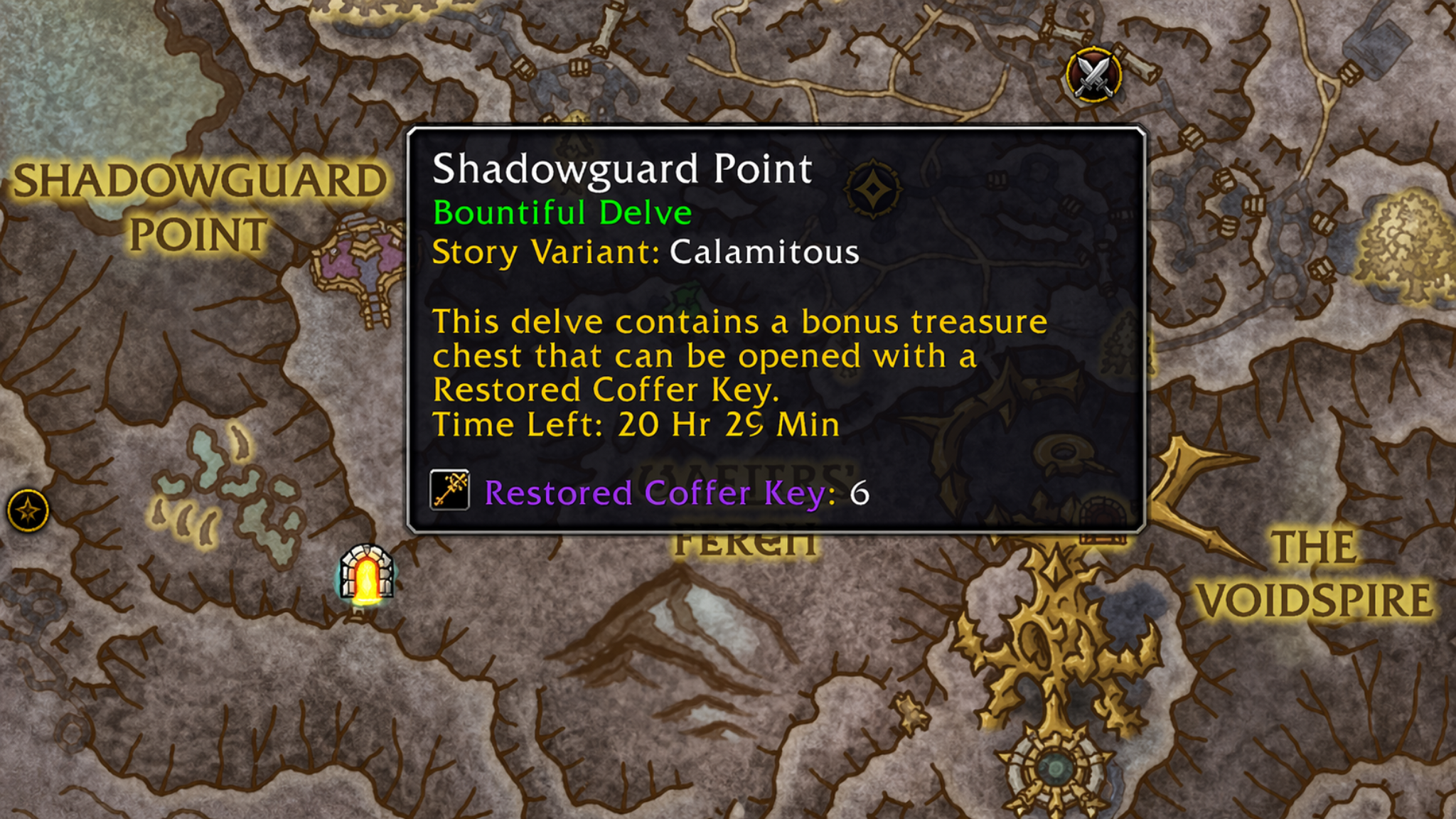 Shadowguard Point Bountiful Delve Map Tooltip Shadowguard Point Bountiful Delve map tooltip in WoW Midnight